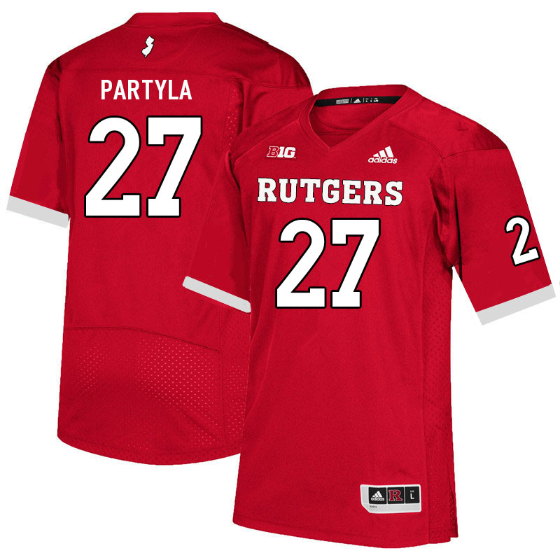 Men #27 Piotr Partyla Rutgers Scarlet Knights College Football Jerseys Sale-Scarlet